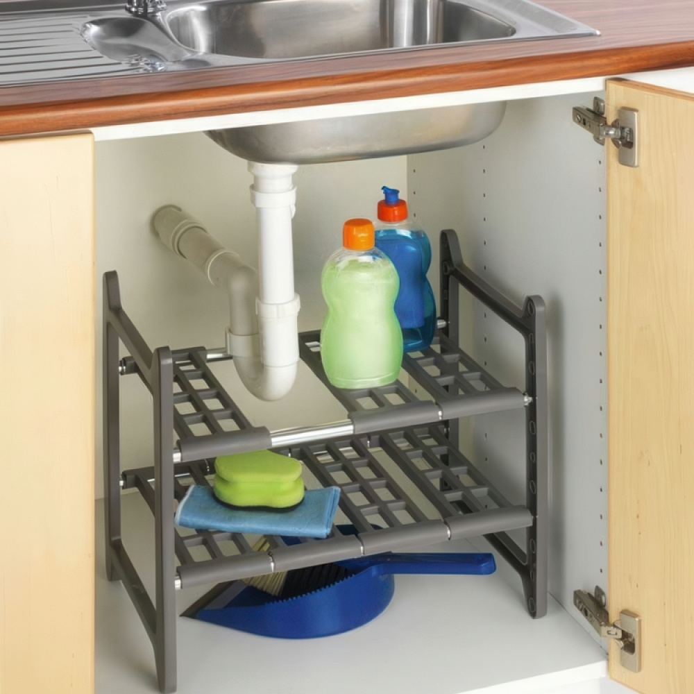 Justerbar opbevaringshylde under vask, 45-80 cm i gruppen Opbevaring / Køkkenopbevaring / Organiser køkkenskabe / Under vask opbevaring hos SmartaSaker.se (41174)