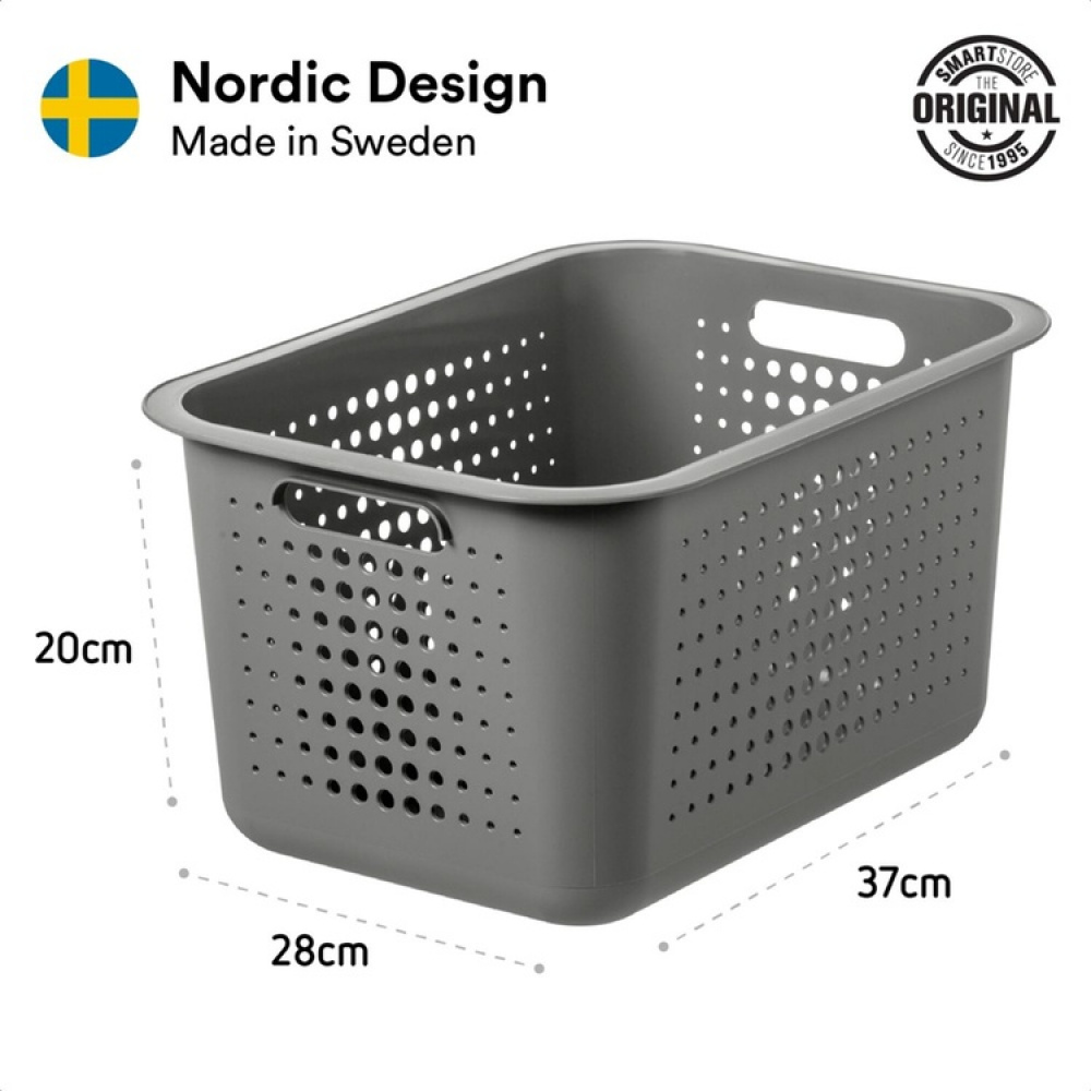 Opbevaringskurv i genbrugsplast 13L, SmartStore, Grå i gruppen Opbevaring / Opbevaringskasser / SmartStore opbevaringskasser hos SmartaSaker.se (41468)