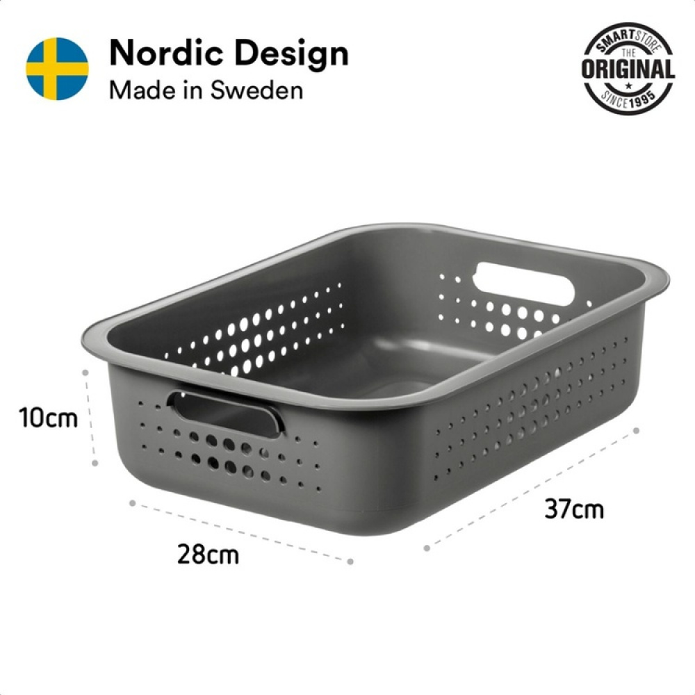 Opbevaringskurv i genbrugsplast 6L, SmartStore, Grå i gruppen Opbevaring / Lager- og garageopbevaring / Kurve og spande hos SmartaSaker.se (41501)