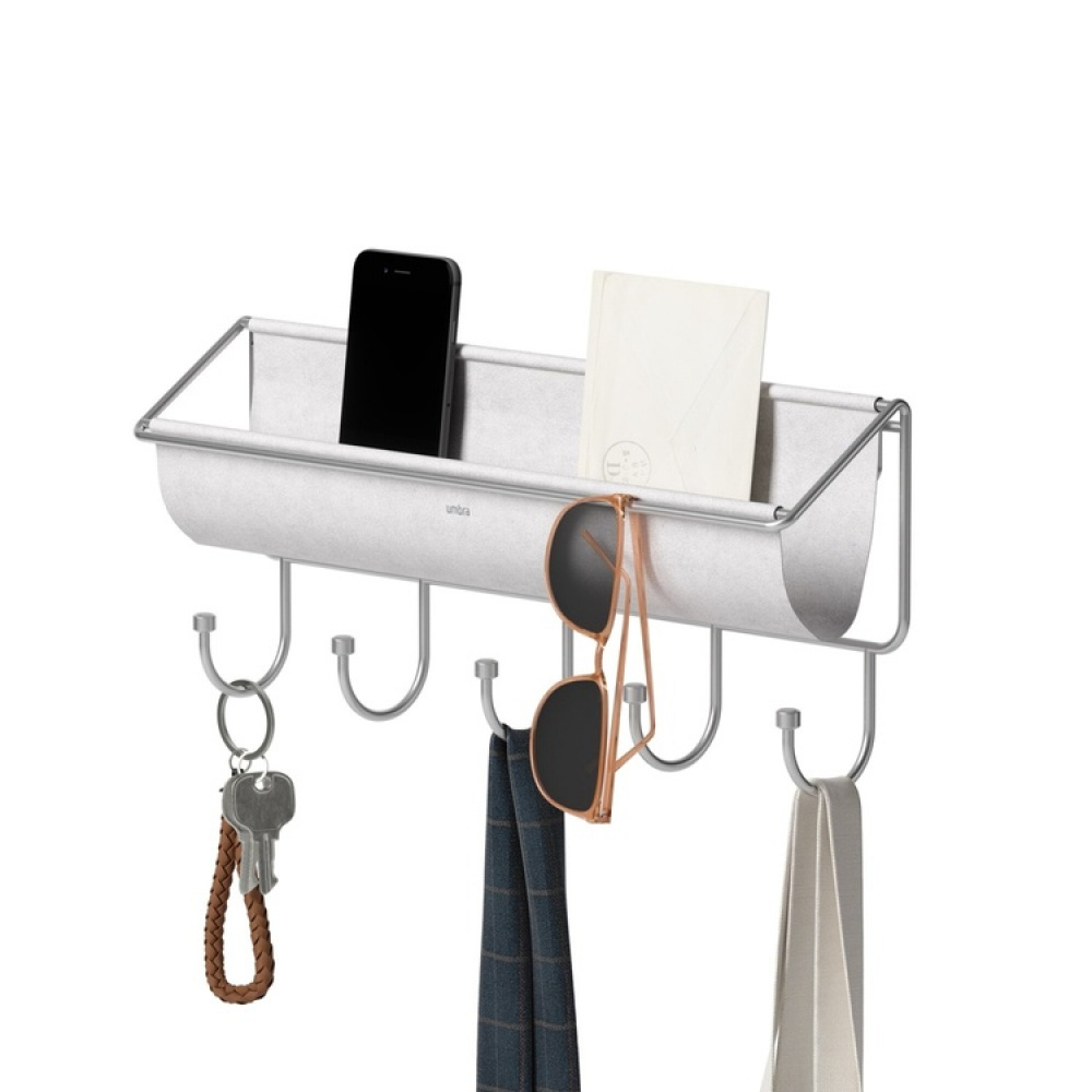 Knagerække med opbevaring, UMBRA HAMMOCK ORGANIZER, 41,5 x H 18 cm lysegrå i gruppen Opbevaring / Hallopbevaring / Kroge og ophængere hos SmartaSaker.se (41567)