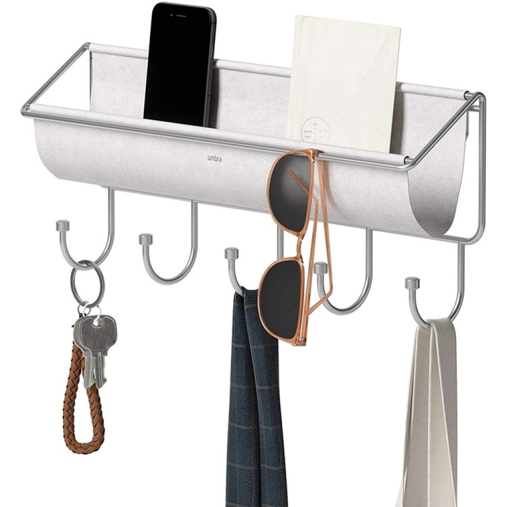 Knagerække med opbevaring, UMBRA HAMMOCK ORGANIZER, 41,5 x H 18 cm lysegrå i gruppen Opbevaring / Hallopbevaring / Kroge og ophængere hos SmartaSaker.se (41567)