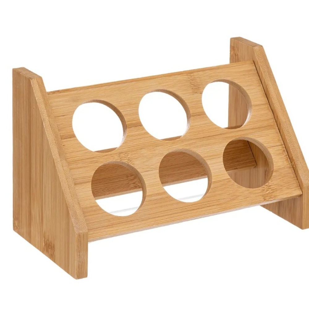 Krydderireol i bambus med 6 glasbeholdere, BAMBOO SPICE RACK, Natur i gruppen Opbevaring / Køkkenopbevaring / Organiser køkkenskabe / Krydderihylder hos SmartaSaker.se (41609)