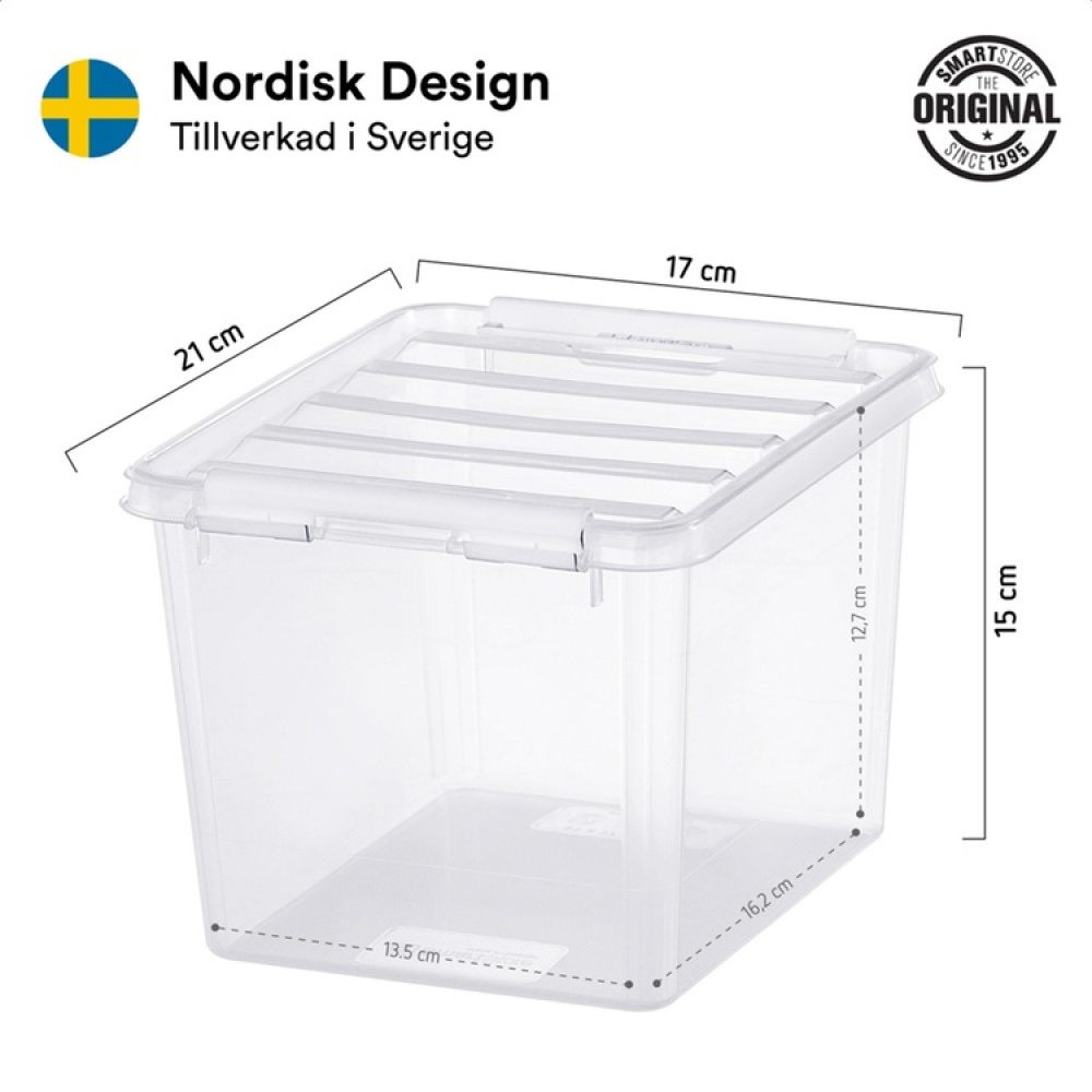 Opbevaringsboks 3 l, SmartStore, klar/sort i gruppen Opbevaring / Opbevaringskasser / Småopbevaring hos SmartaSaker.se (41649)