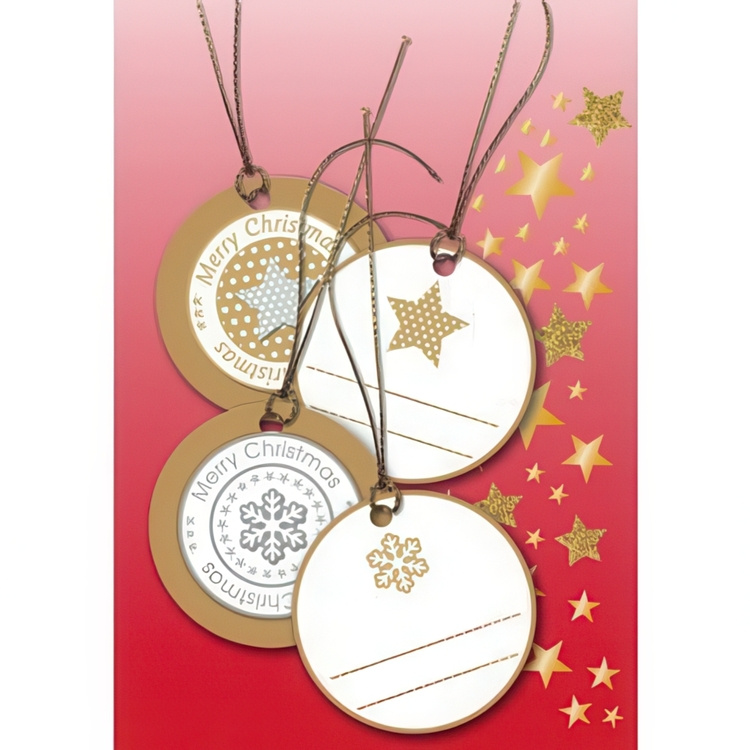 Luksuriøse gavemærker med julemotiv, 4 stk., 3D CHRISTMAS GIFT TAGS, Ø 5 cm i gruppen Opbevaring / Magneter og selvklæbende / Skilt og etiketter hos SmartaSaker.se (41714)