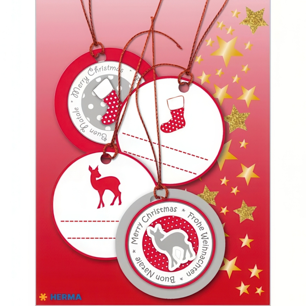 Luksuriøse gavemærker med julemotiv, 4 stk., 3D CHRISTMAS GIFT TAGS, Ø 5 cm i gruppen Opbevaring / Magneter og selvklæbende / Skilt og etiketter hos SmartaSaker.se (41714)