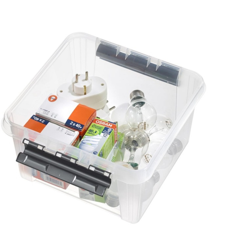Opbevaringskasse med låg 7L, SmartStore, Klar/sort i gruppen Opbevaring / Opbevaringskasser / SmartStore opbevaringskasser hos SmartaSaker.se (41716)