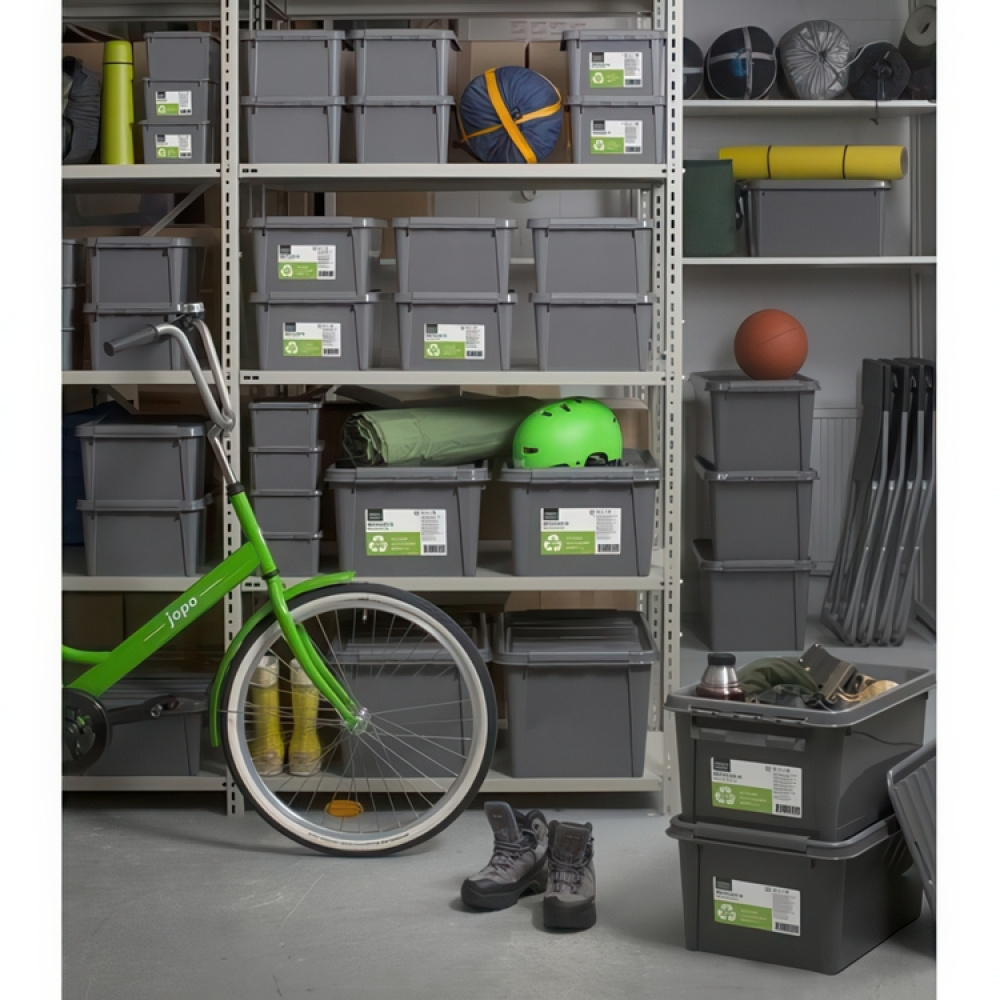 Opbevaringskasse med låg i genbrugsplast 14L, SmartStore, Grå i gruppen Opbevaring / Opbevaringskasser / SmartStore opbevaringskasser hos SmartaSaker.se (41722)