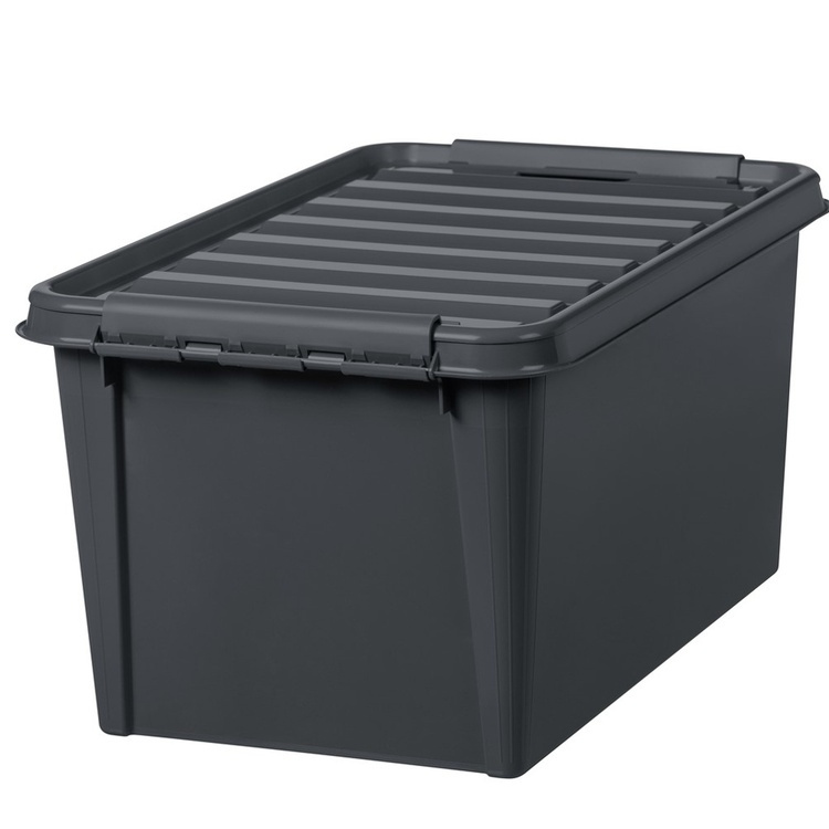 Stor opbevaringskasse med låg i genbrugsplast 46L, SmartStore, Sort i gruppen Opbevaring / Opbevaringskasser / SmartStore opbevaringskasser hos SmartaSaker.se (41724)
