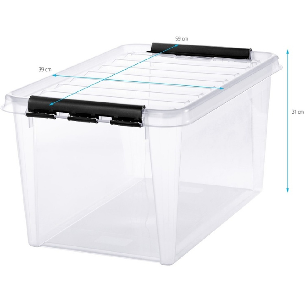 Stor opbevaringskasse med låg i genbrugsplast 46L, SmartStore, Sort i gruppen Opbevaring / Opbevaringskasser / SmartStore opbevaringskasser hos SmartaSaker.se (41724)