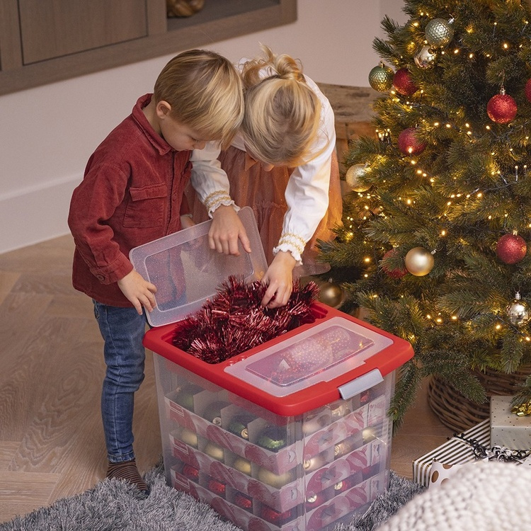 Kasse til julepynt med smart låg 45L, Glitter i gruppen Opbevaring / Lager- og garageopbevaring hos SmartaSaker.se (41736)