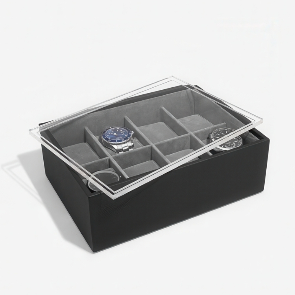 Æske til ure med display-låg, STACKERS WATCH BOX, 18 x 26 x H 9,5 cm Sort i gruppen Opbevaring / Soveværelsesopbevaring / Urkasser hos SmartaSaker.se (41738)