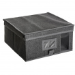 Opbevaringskasse i stof med låg, ORSO STORAGE BOX SMALL, 30 x 30 x H 15 cm, Mørkegrå