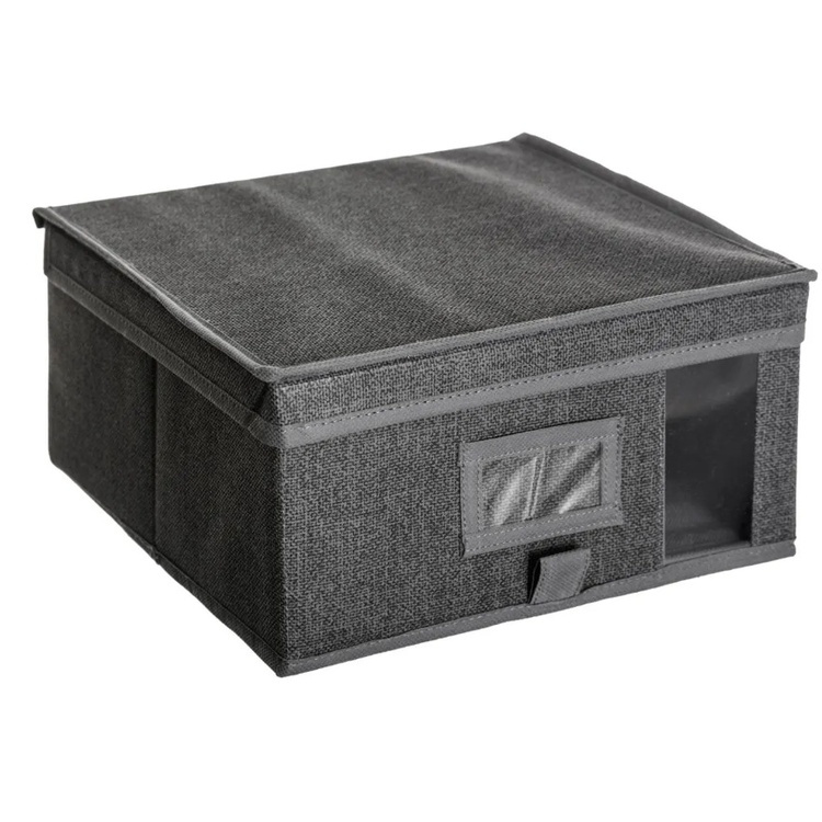 Opbevaringskasse i stof med låg, ORSO STORAGE BOX SMALL, 30 x 30 x H 15 cm, Mørkegrå i gruppen Opbevaring / Opbevaringskasser hos SmartaSaker.se (41772)