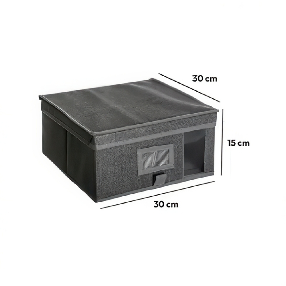 Opbevaringskasse i stof med låg, ORSO STORAGE BOX SMALL, 30 x 30 x H 15 cm, Mørkegrå i gruppen Opbevaring / Opbevaringskasser hos SmartaSaker.se (41772)