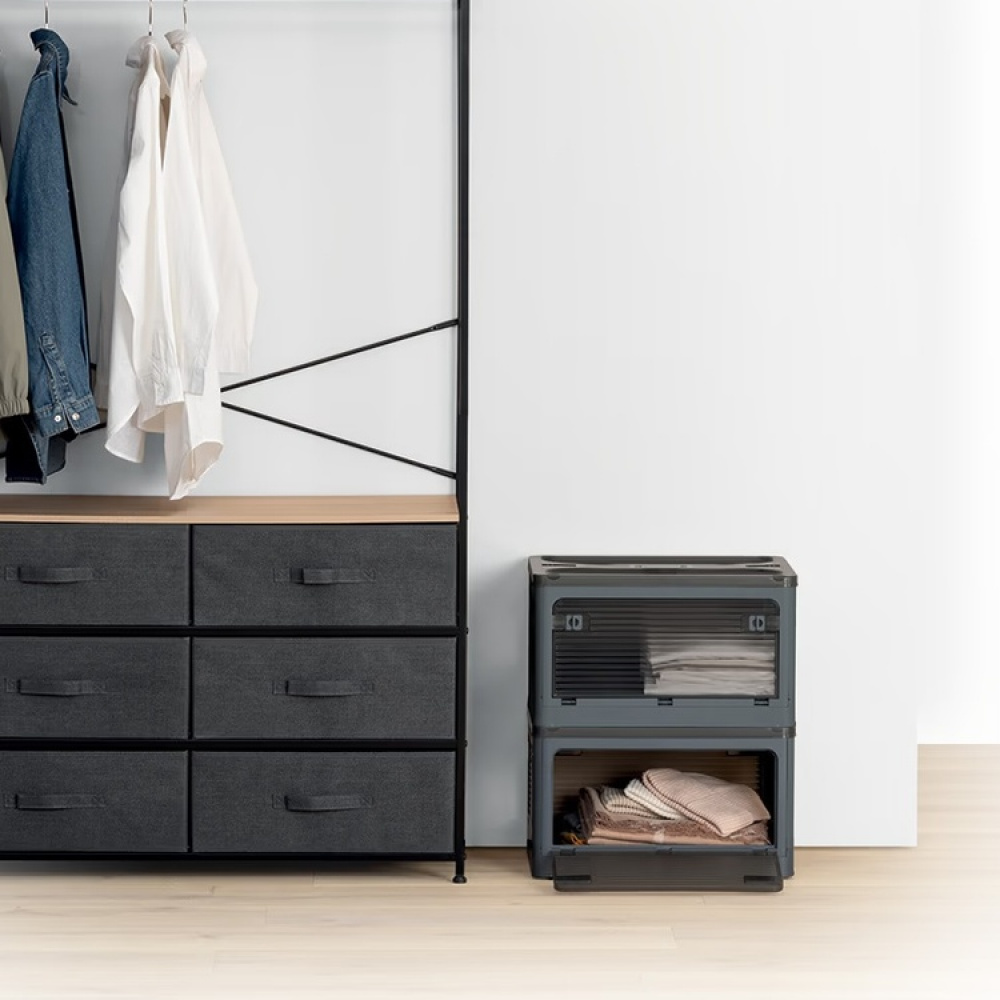 Kasse med hjul, stabelbar, MOBILE FOLDING BOX, 51,5 x 36 x H 30 cm, mørkegrå i gruppen Opbevaring / Hallopbevaring hos SmartaSaker.se (41801)