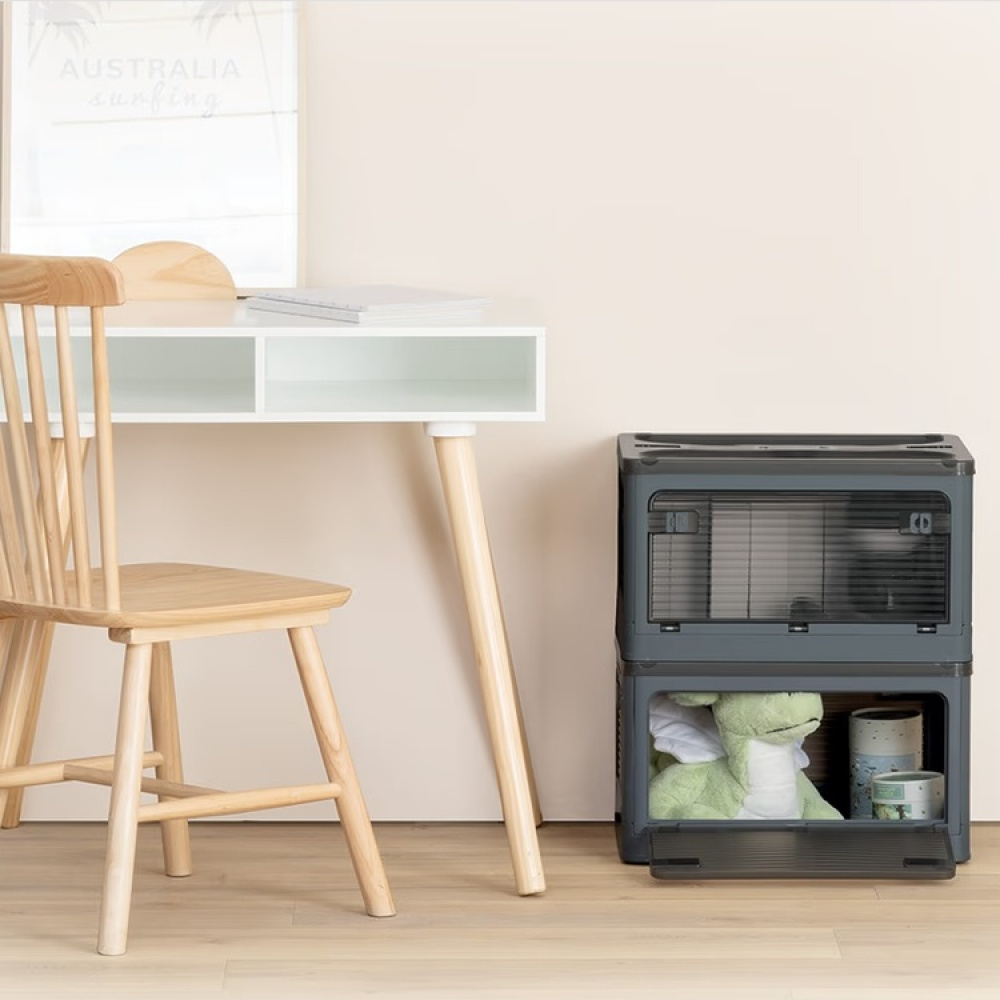 Kasse med hjul, stabelbar, MOBILE FOLDING BOX, 51,5 x 36 x H 30 cm, mørkegrå i gruppen Opbevaring / Hallopbevaring hos SmartaSaker.se (41801)