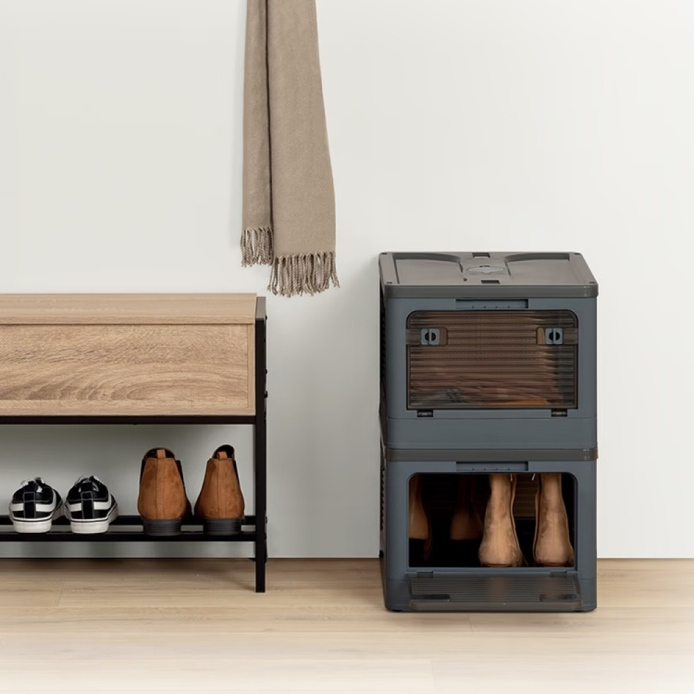 Kasse med hjul, stabelbar, MOBILE FOLDING BOX, 51,5 x 36 x H 30 cm, mørkegrå i gruppen Opbevaring / Hallopbevaring hos SmartaSaker.se (41801)