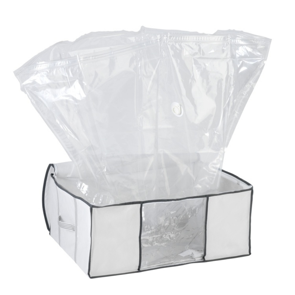 Opbevaringskasse med vakuumpose, 65x50x25 cm, hvid i gruppen Opbevaring / Garderobeopbevaring / Vakuumlagring / Kasser med vakuumposer hos SmartaSaker.se (41823)