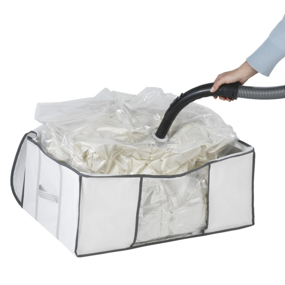Opbevaringskasse med vakuumpose, 65x50x25 cm, hvid i gruppen Opbevaring / Garderobeopbevaring / Vakuumlagring / Kasser med vakuumposer hos SmartaSaker.se (41823)