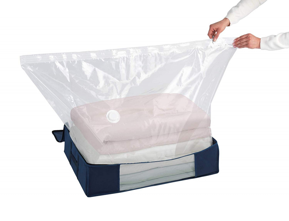 Opbevaringskasse med vakuumpose, 65x50x25 cm, blå i gruppen Opbevaring / Garderobeopbevaring / Vakuumlagring / Kasser med vakuumposer hos SmartaSaker.se (41824)
