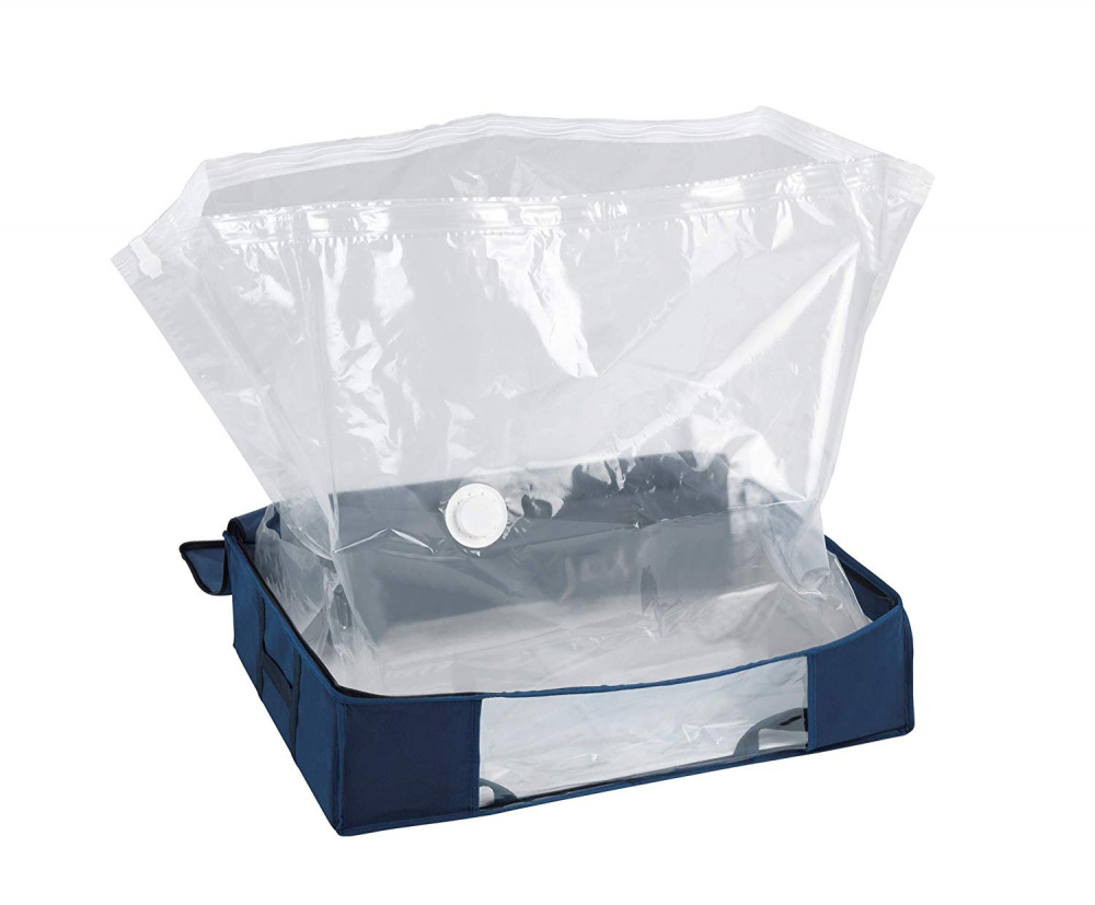 Opbevaringskasse med vakuumpose, 65x50x25 cm, blå i gruppen Opbevaring / Garderobeopbevaring / Vakuumlagring / Kasser med vakuumposer hos SmartaSaker.se (41824)