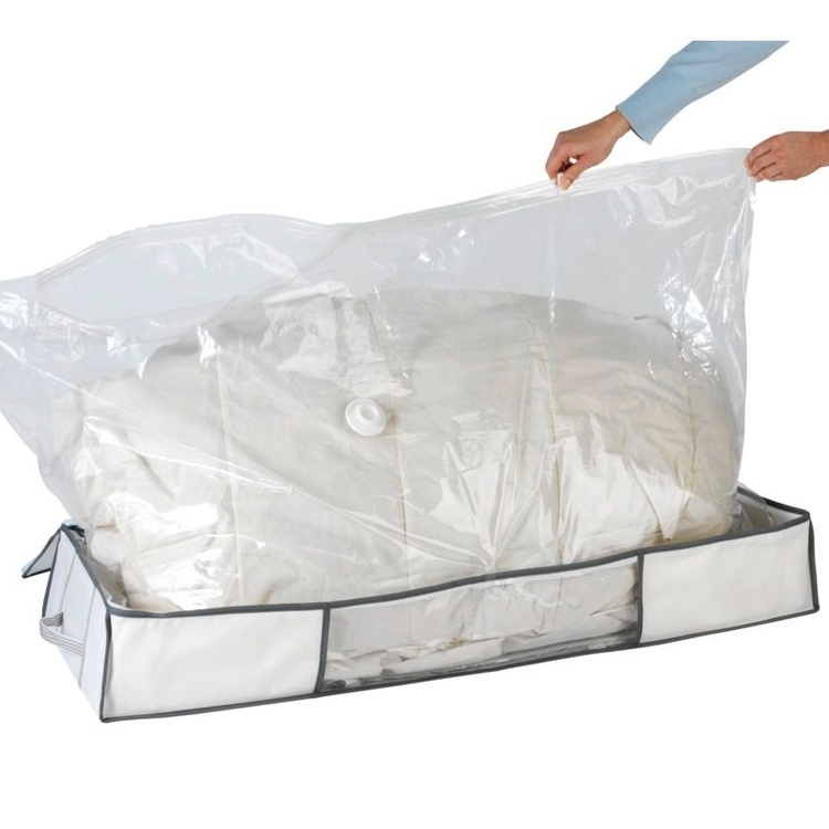 Opbevaringskasse med vakuumpose, 105x45x15 cm, hvid i gruppen Opbevaring / Garderobeopbevaring / Vakuumlagring / Kasser med vakuumposer hos SmartaSaker.se (41829)