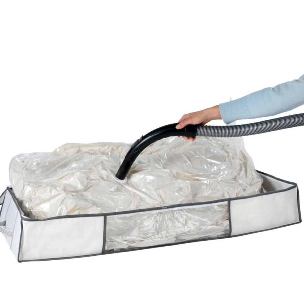Opbevaringskasse med vakuumpose, 105x45x15 cm, hvid i gruppen Opbevaring / Garderobeopbevaring / Vakuumlagring / Kasser med vakuumposer hos SmartaSaker.se (41829)