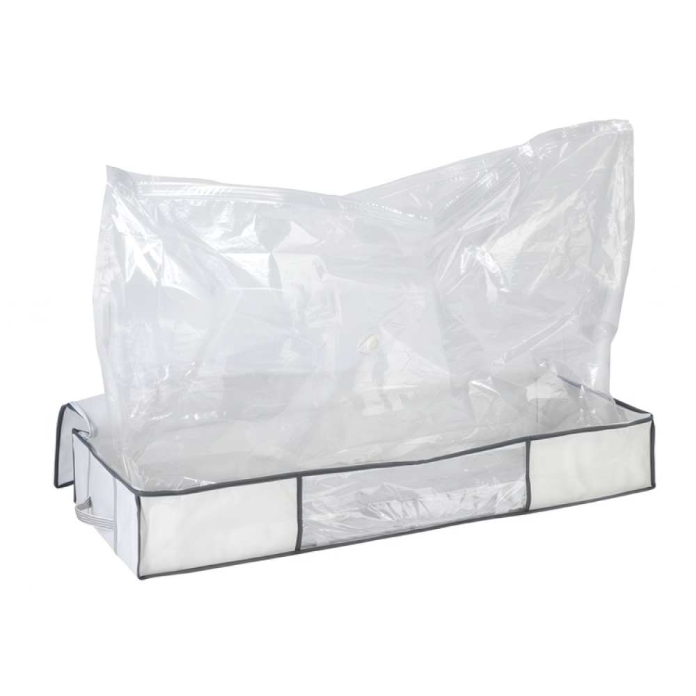Opbevaringskasse med vakuumpose, 105x45x15 cm, hvid i gruppen Opbevaring / Garderobeopbevaring / Vakuumlagring / Kasser med vakuumposer hos SmartaSaker.se (41829)
