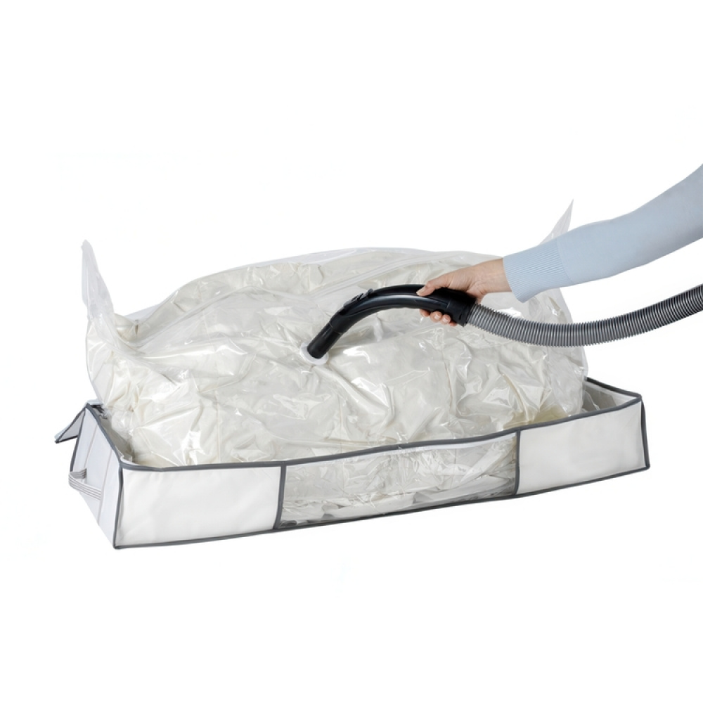 Opbevaringskasse med vakuumpose, 105x45x15 cm, hvid i gruppen Opbevaring / Garderobeopbevaring / Vakuumlagring / Kasser med vakuumposer hos SmartaSaker.se (41829)