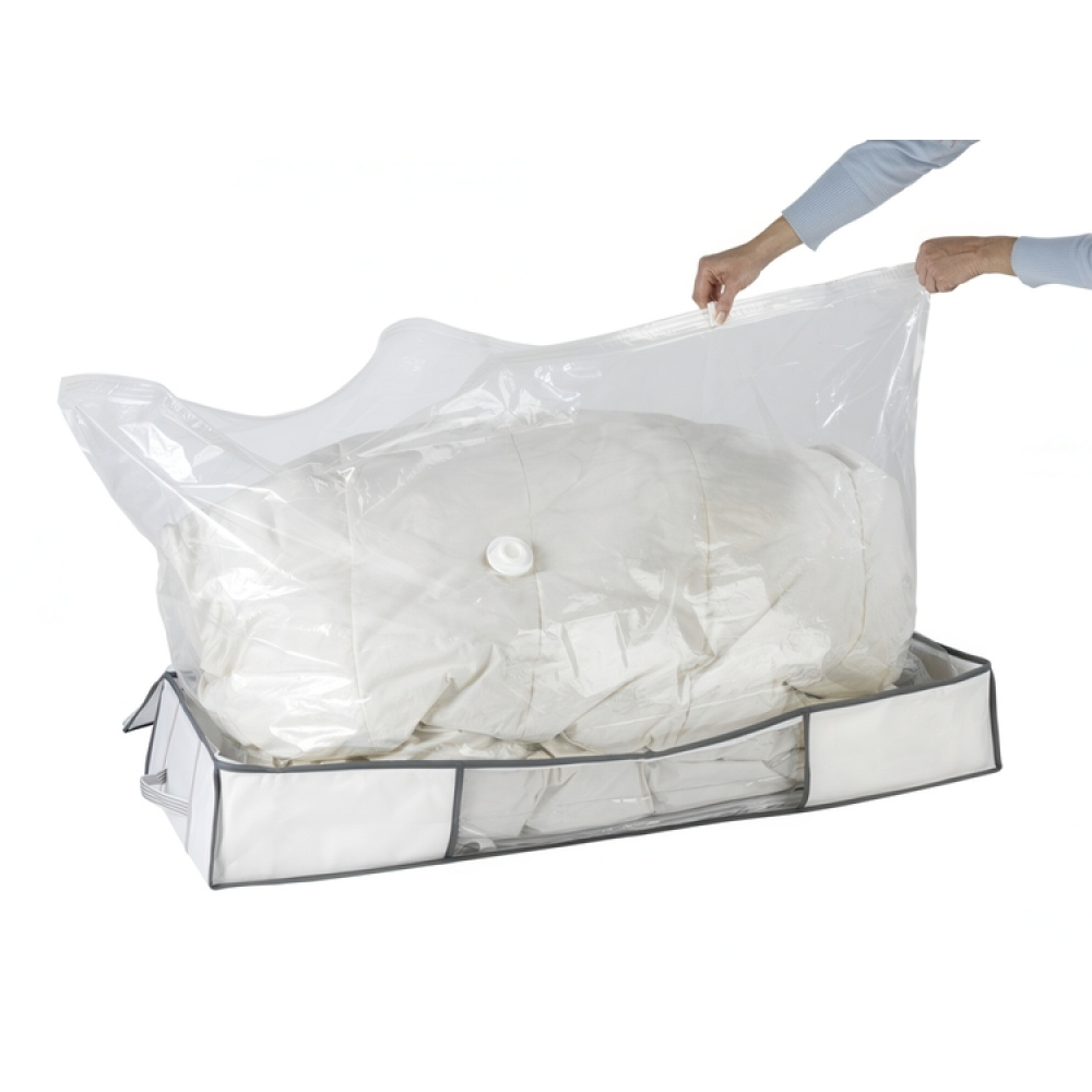 Opbevaringskasse med vakuumpose, 105x45x15 cm, hvid i gruppen Opbevaring / Garderobeopbevaring / Vakuumlagring / Kasser med vakuumposer hos SmartaSaker.se (41829)