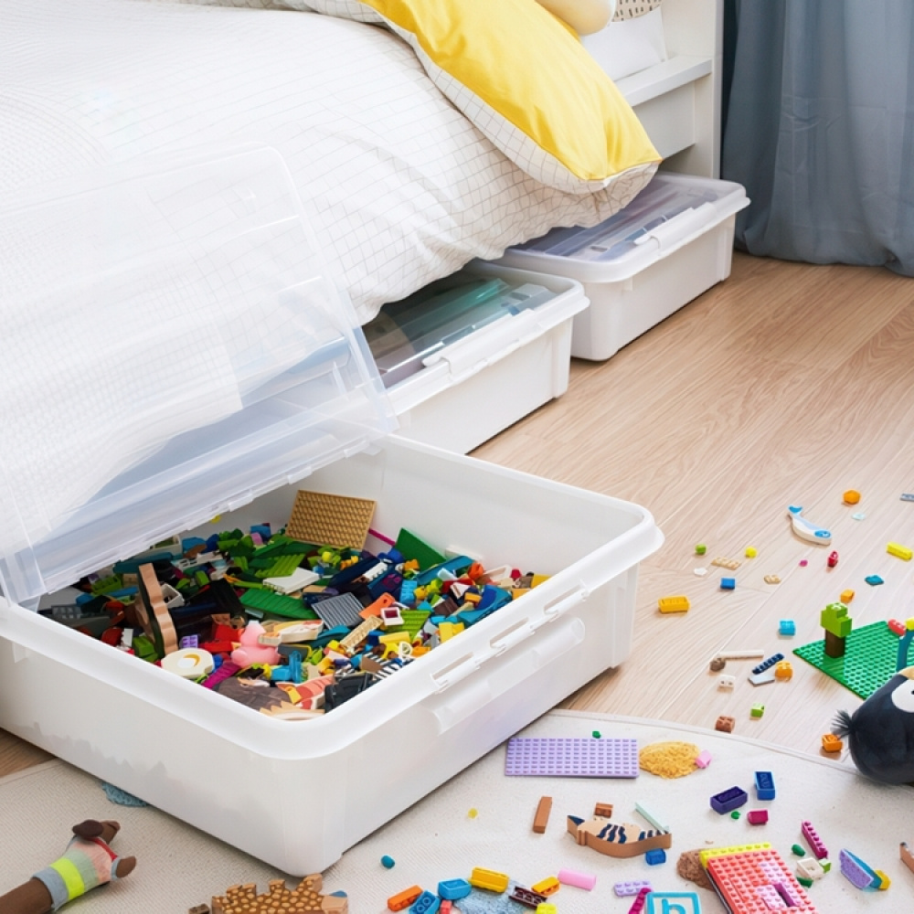 Stor opbevaringskasse under sengen med hjul 60L, SmartStore, Klar/sort i gruppen Opbevaring / Soveværelsesopbevaring / Under sengen-opbevaring hos SmartaSaker.se (41838)