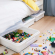 Stor opbevaringskasse under sengen med hjul 60L, SmartStore, Klar/sort