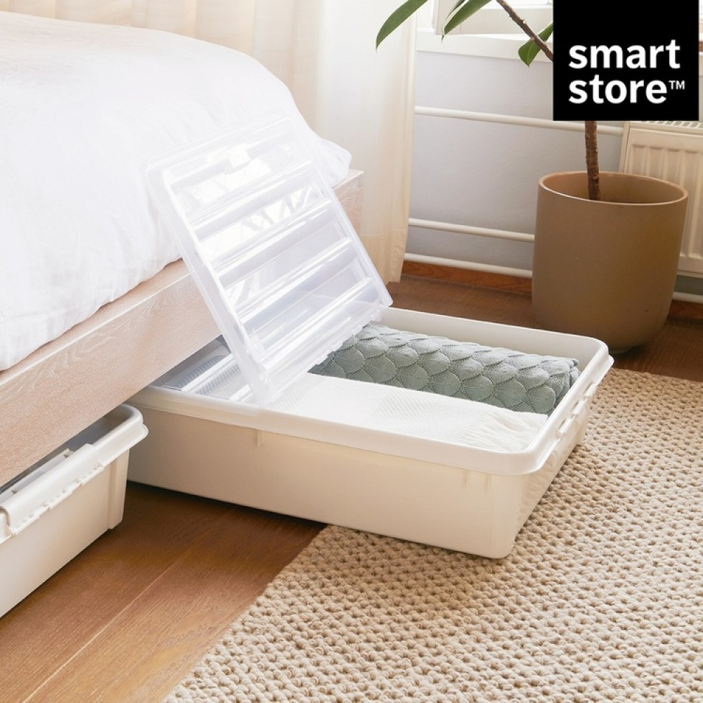 Stor opbevaringskasse under sengen med hjul 60L, SmartStore, Klar/sort i gruppen Opbevaring / Soveværelsesopbevaring / Under sengen-opbevaring hos SmartaSaker.se (41838)