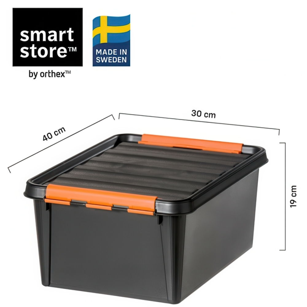 Opbevaringskasse med låg 14L, SmartStore Pro, Sort/orange i gruppen Opbevaring / Opbevaringskasser / SmartStore opbevaringskasser hos SmartaSaker.se (41863)