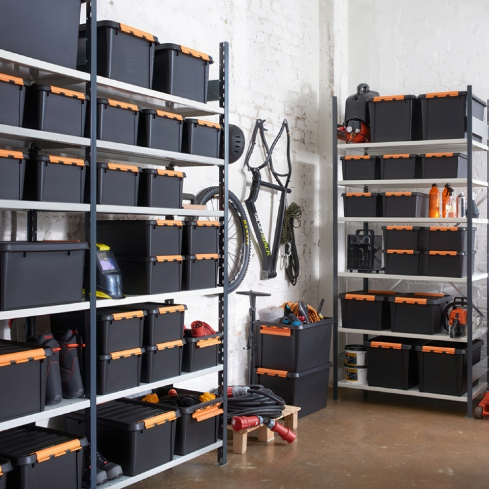 Opbevaringskasse med låg 31L, SmartStore Pro, Sort/orange i gruppen Opbevaring / Opbevaringskasser / SmartStore opbevaringskasser hos SmartaSaker.se (41864)