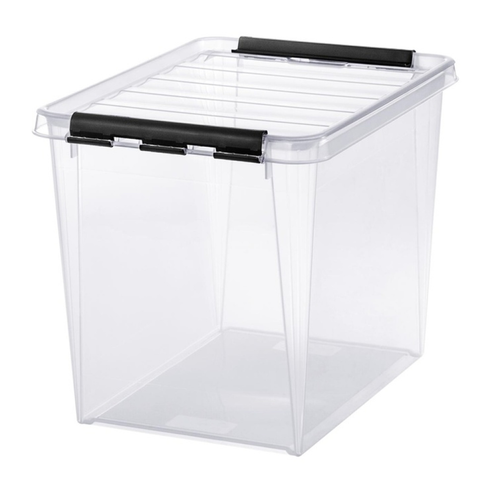 Høj opbevaringskasse med låg 25L, SmartStore, Klar/sort i gruppen Opbevaring / Opbevaringskasser / SmartStore opbevaringskasser hos SmartaSaker.se (41866)