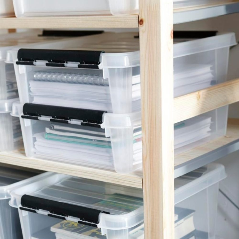 Lav opbevaringskasse med låg 7,5L, SmartStore, Klar/sort i gruppen Opbevaring / Opbevaringskasser / SmartStore opbevaringskasser hos SmartaSaker.se (41872)