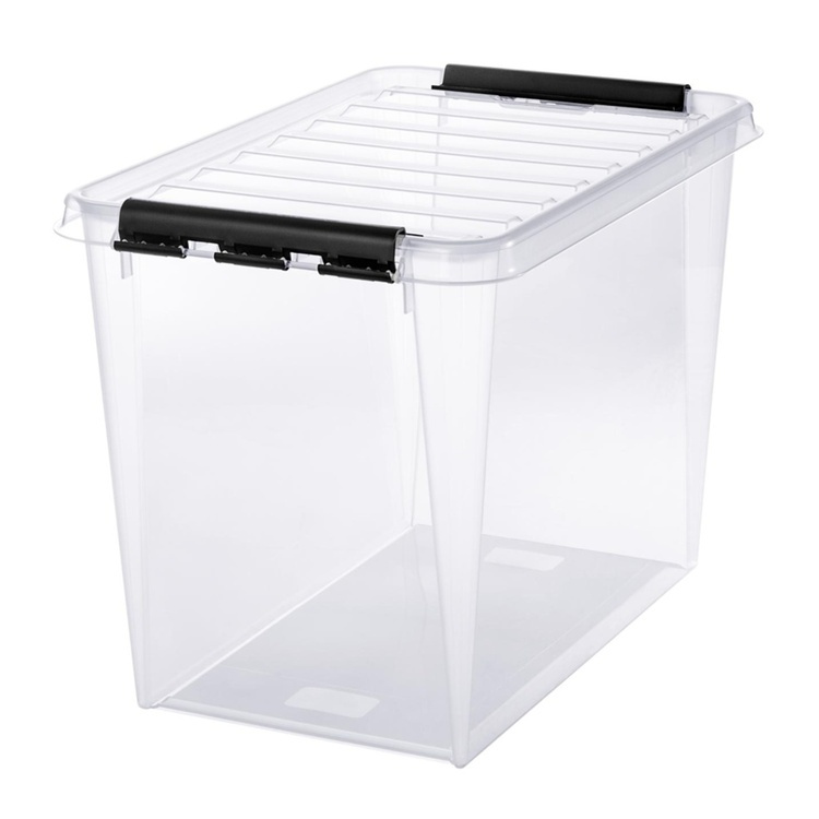 Stor opbevaringskasse med låg 66L, SmartStore, Klar/sort i gruppen Opbevaring / Opbevaringskasser hos SmartaSaker.se (41877)