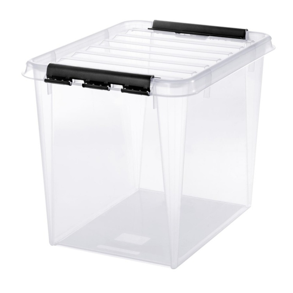 Stor opbevaringskasse med låg 52L, SmartStore, Klar/sort i gruppen Opbevaring / Opbevaringskasser hos SmartaSaker.se (41880)