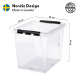 Stor opbevaringskasse med låg 52L, SmartStore, Klar/sort