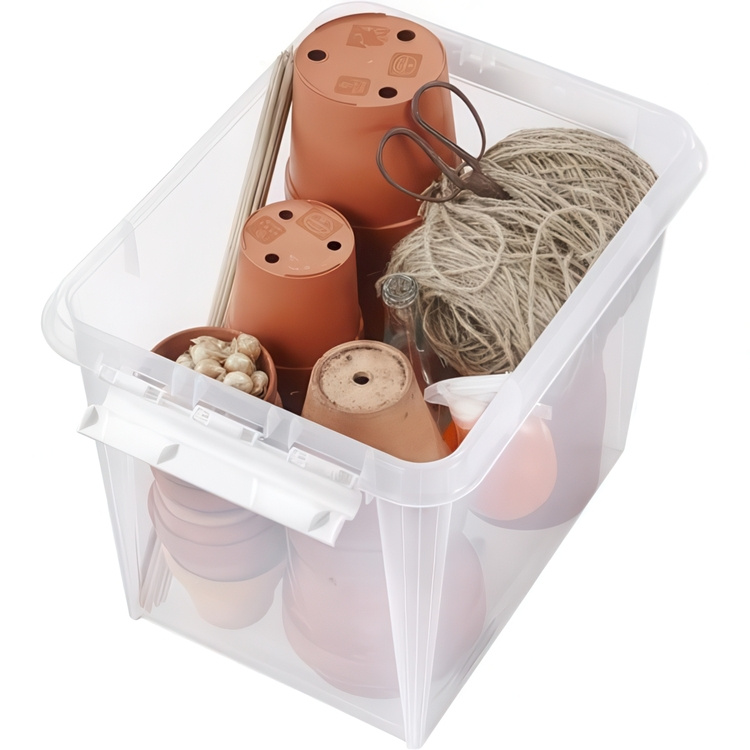 Stor opbevaringskasse med låg 52L, SmartStore, Klar/hvid i gruppen Opbevaring / Opbevaringskasser / SmartStore opbevaringskasser hos SmartaSaker.se (41881)