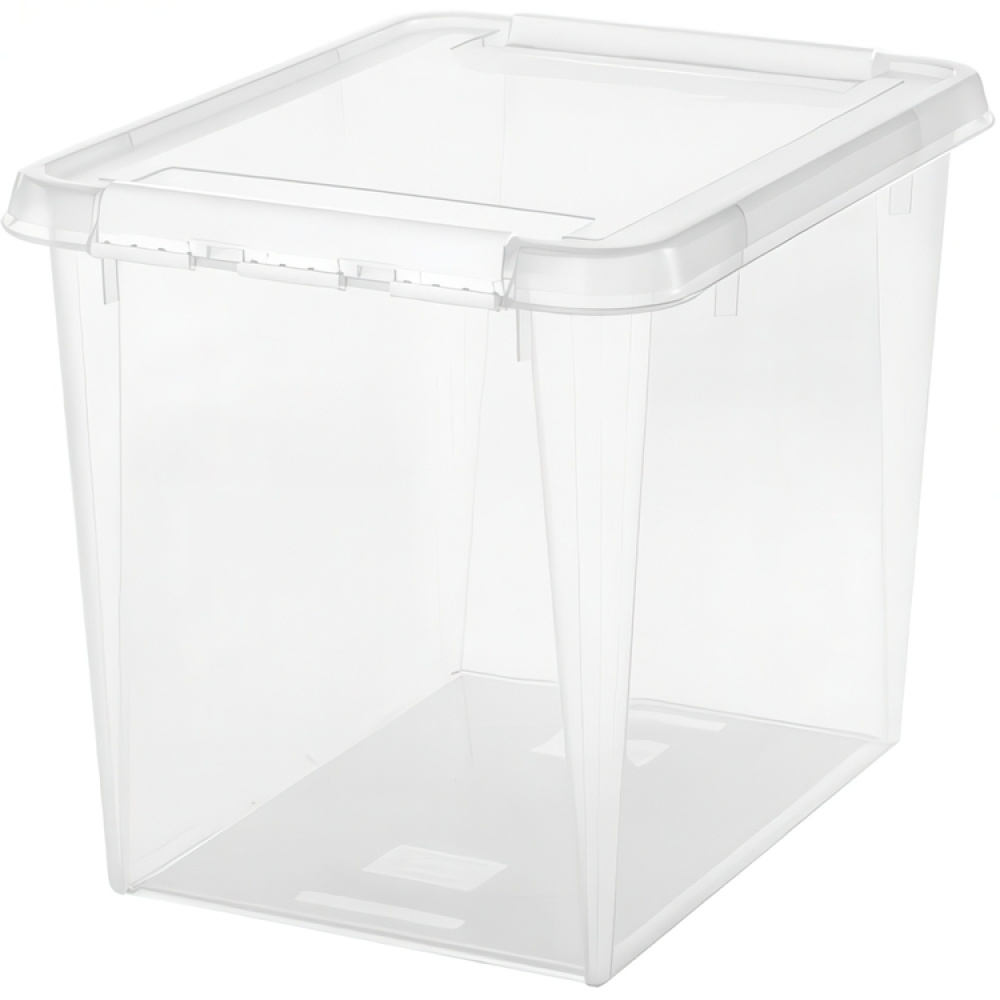 Stor opbevaringskasse med låg 52L, SmartStore, Klar/hvid i gruppen Opbevaring / Opbevaringskasser / SmartStore opbevaringskasser hos SmartaSaker.se (41881)