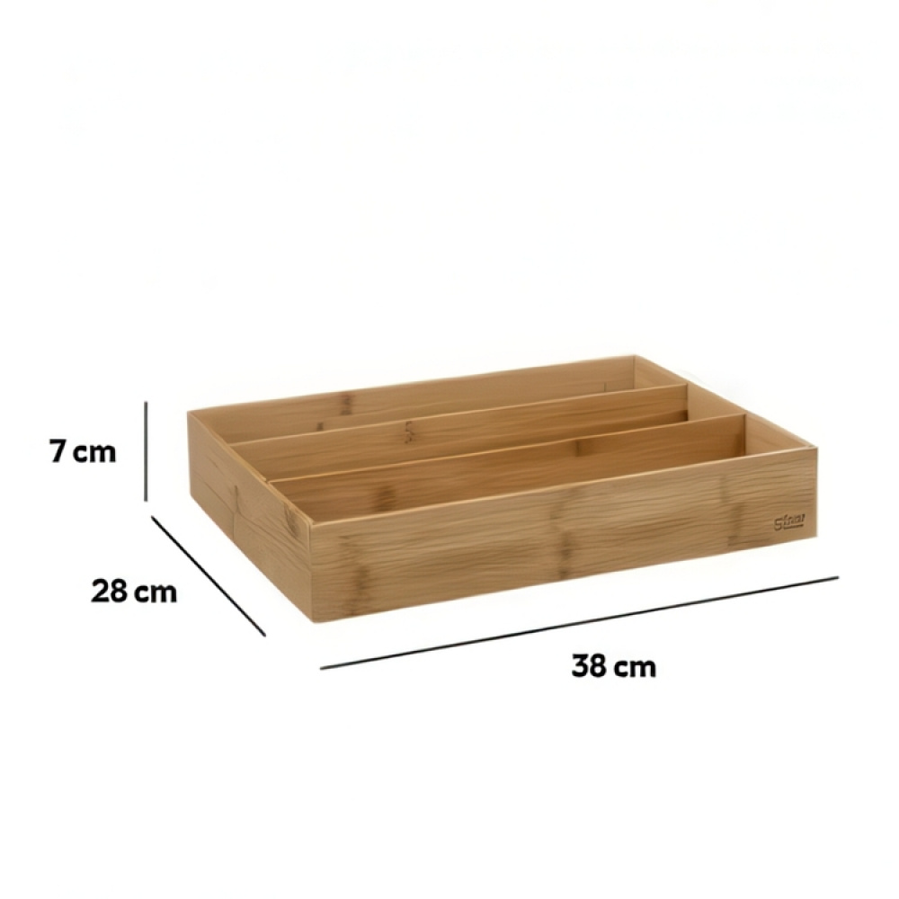 Skuffeindsats i bambus 3 rum, 38x28 cm, 5five i gruppen Opbevaring / Køkkenopbevaring / Organiser køkkenskabe / Bestikskuffer hos SmartaSaker.se (41923)