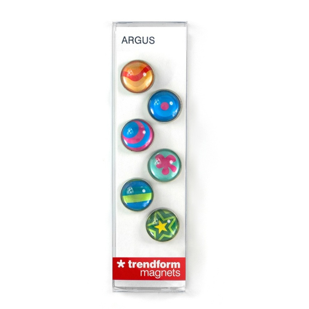 Magneter 6 stk., ARGUS, Ø 1,7 cm, farverige i gruppen Opbevaring / Magneter og selvklæbende hos SmartaSaker.se (41961)