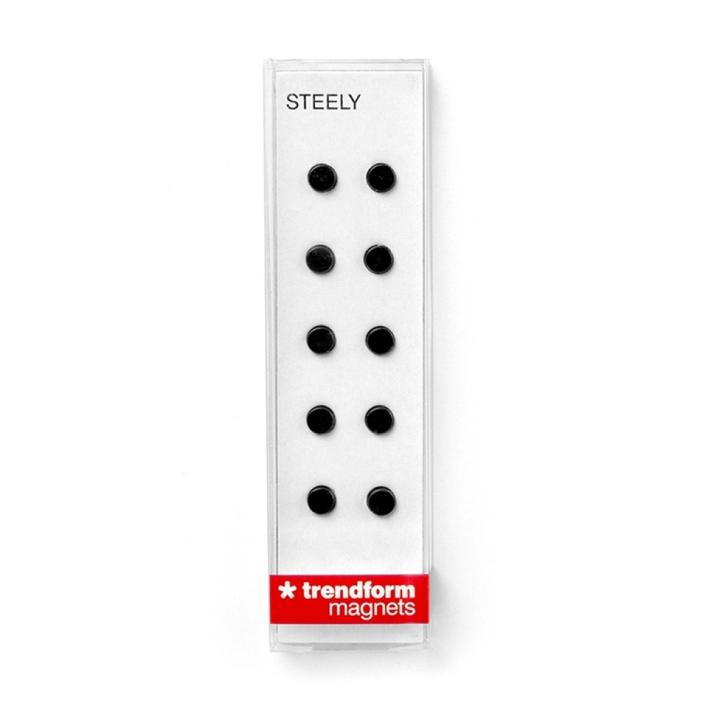 Magneter, mini, stærke, 10 stk., STEELY BLACK, Ø 0,6 x H 0,3 cm, Sort i gruppen Opbevaring / Magneter og selvklæbende / Stærke magneter hos SmartaSaker.se (42021)
