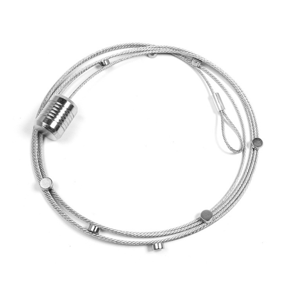 Magnetisk fotoophæng med vægt og 8 magneter 150 cm, sølv i gruppen Opbevaring / Magneter og selvklæbende / Magnetopbevaring hos SmartaSaker.se (42048)