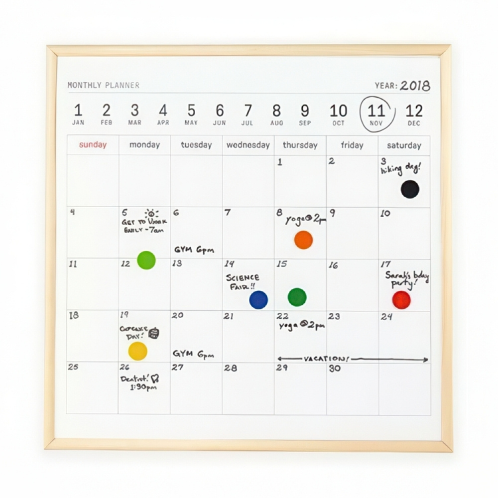 Magnetisk whiteboardtavle med månedsplanlægning, 34x34 cm i gruppen Opbevaring / Kontorartikler hos SmartaSaker.se (42067)