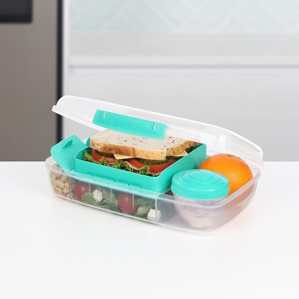 Bentoboks med rum og beholder 1,76L, Sistema i gruppen Opbevaring / Køkkenopbevaring / Madkasser / Frokostbokse og Bento hos SmartaSaker.se (42120)