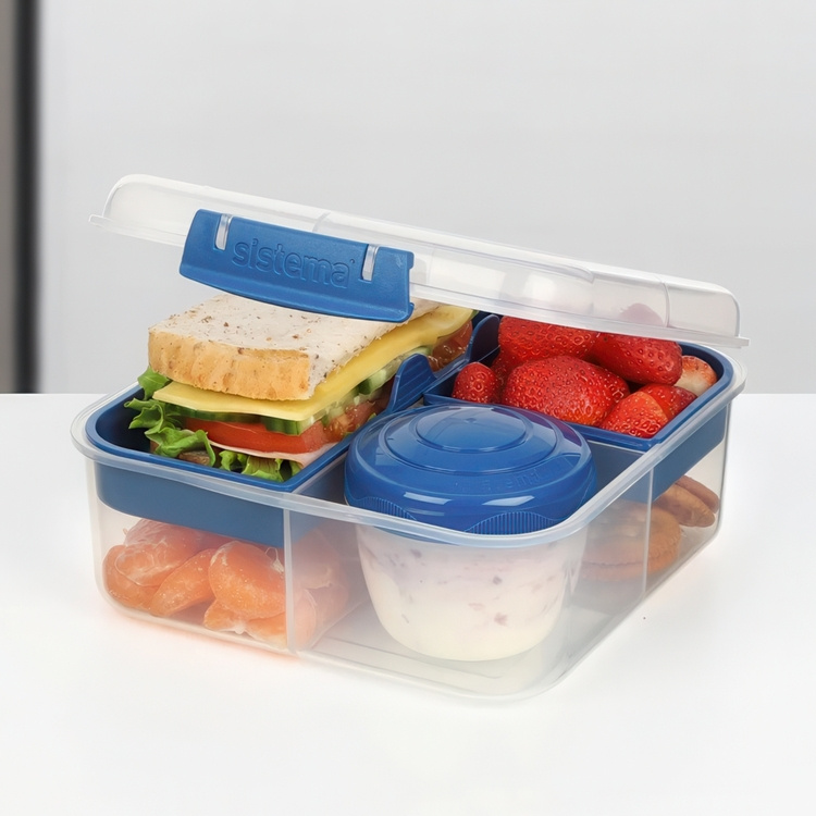 Bentomadkasse med 5 rum og beholder 1,25 L, Sistema i gruppen Opbevaring / Køkkenopbevaring / Madkasser / Frokostbokse og Bento hos SmartaSaker.se (42122)
