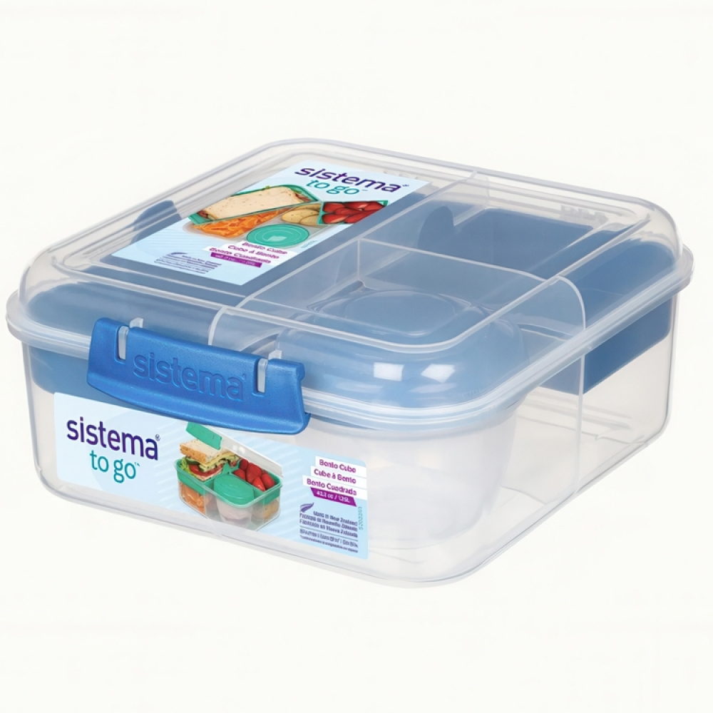 Bentomadkasse med 5 rum og beholder 1,25 L, Sistema i gruppen Opbevaring / Køkkenopbevaring / Madkasser / Frokostbokse og Bento hos SmartaSaker.se (42122)